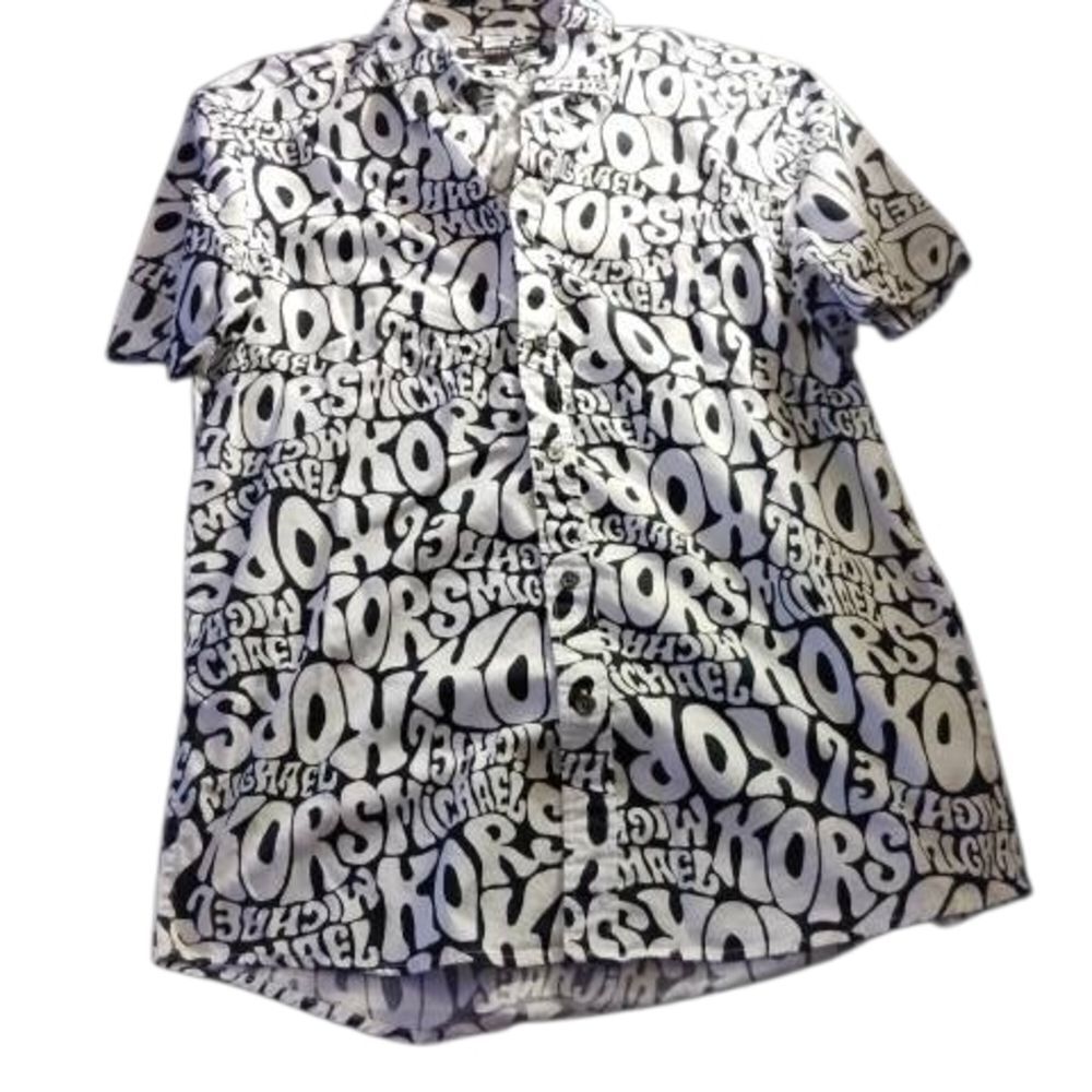 Michael Kors Black and White Casual Button Down Shirt(13)